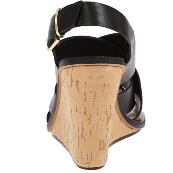 Woven Genuine Leather Cork Wedge Sling Sandal - Picture 11 of 11